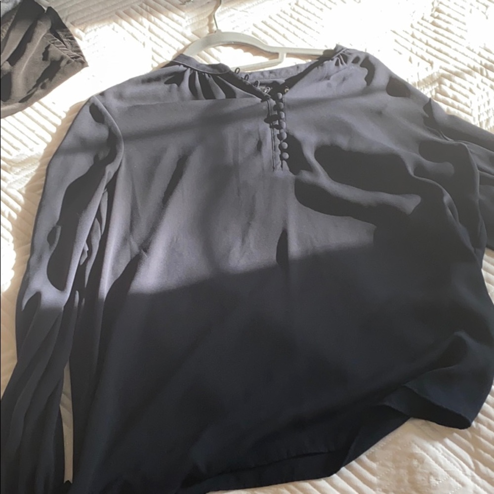 Banana Republic navy blue long sleeve blouse